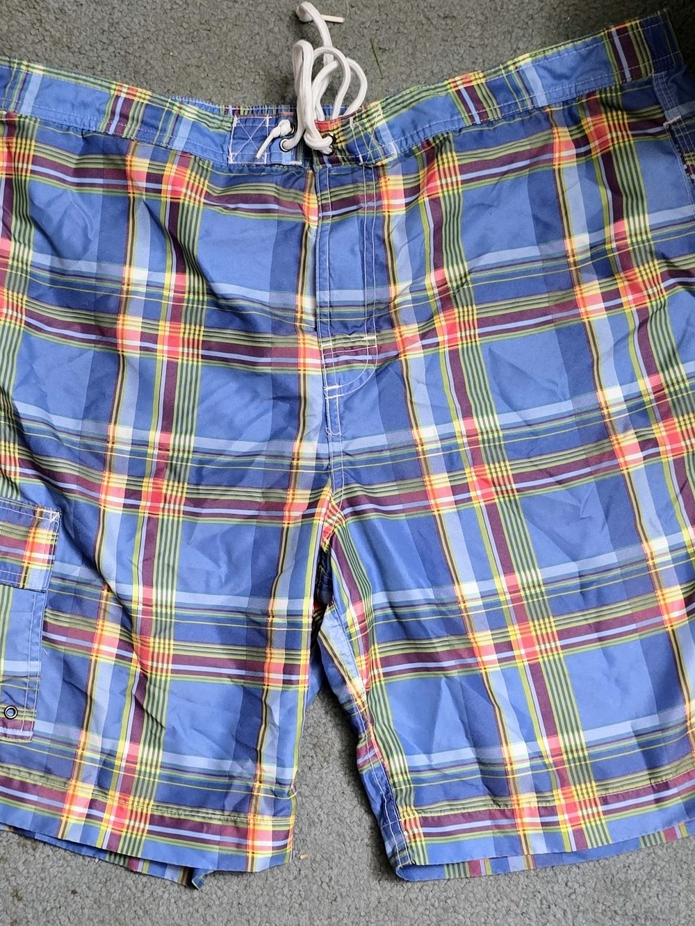 Chaps Blue Plaid Swim Trunks
